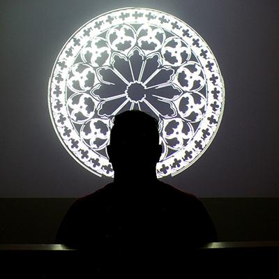 Mandala window with silhouette