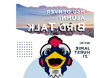Bird Talk podcast logo with a cartoon Rowdy head and the Denver skyline.
