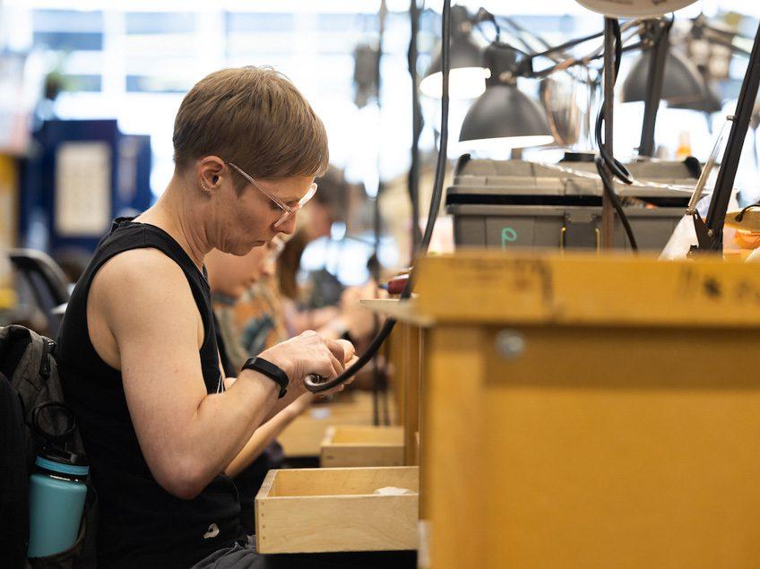 A student works in the Jewelry Studio.